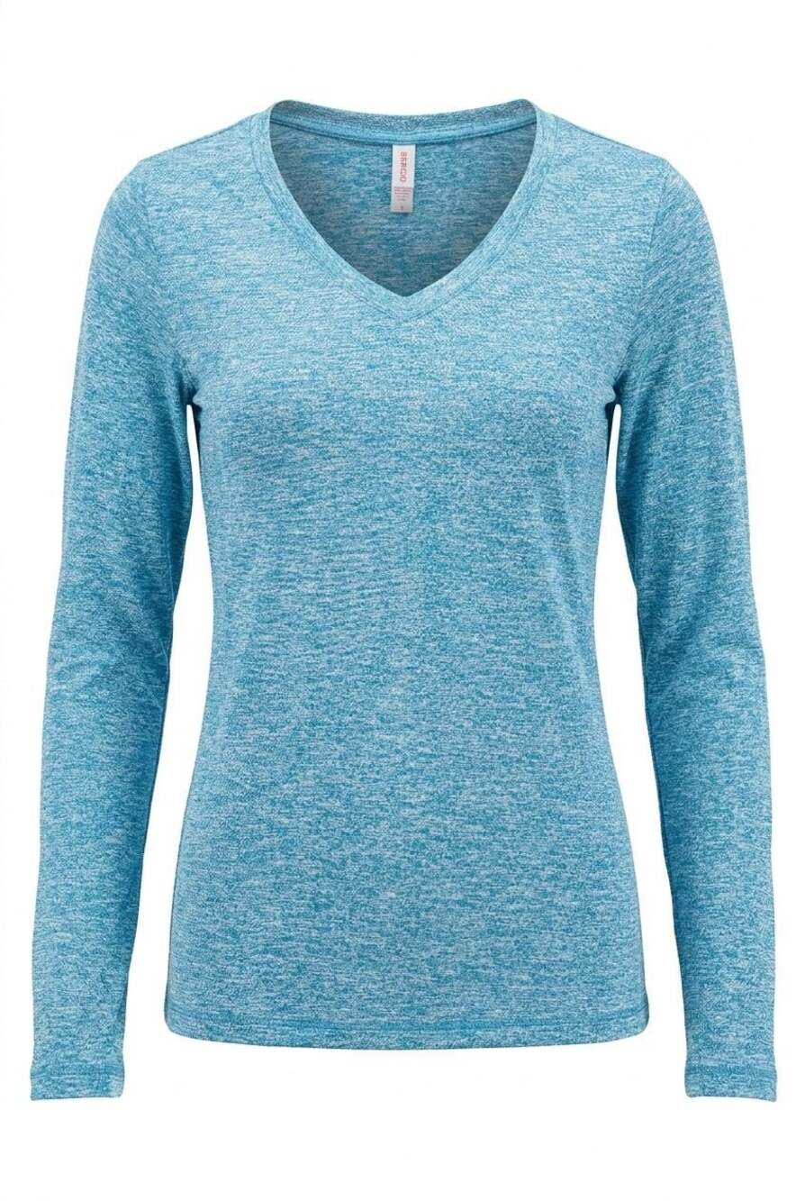 Eevee Women's Long Sleeve V-Neck Athletic Workout Tee #925